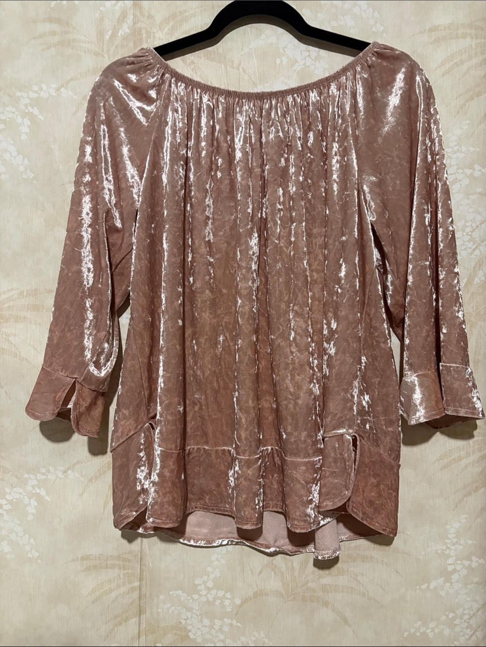 new directions Dusty Rose Velvet Peasant Blouse